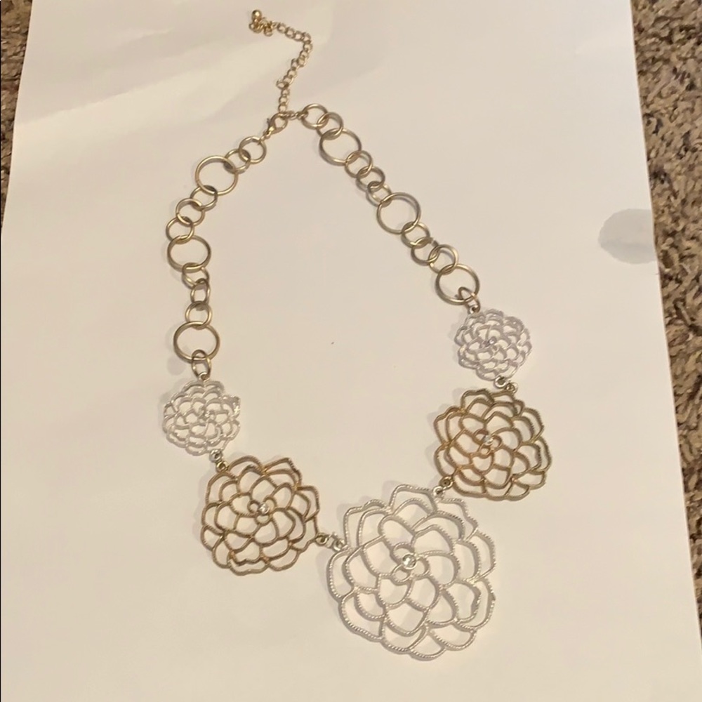 Silver and gold statement necklace